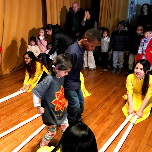 Bamboo stick jumping at the Diwali Festival